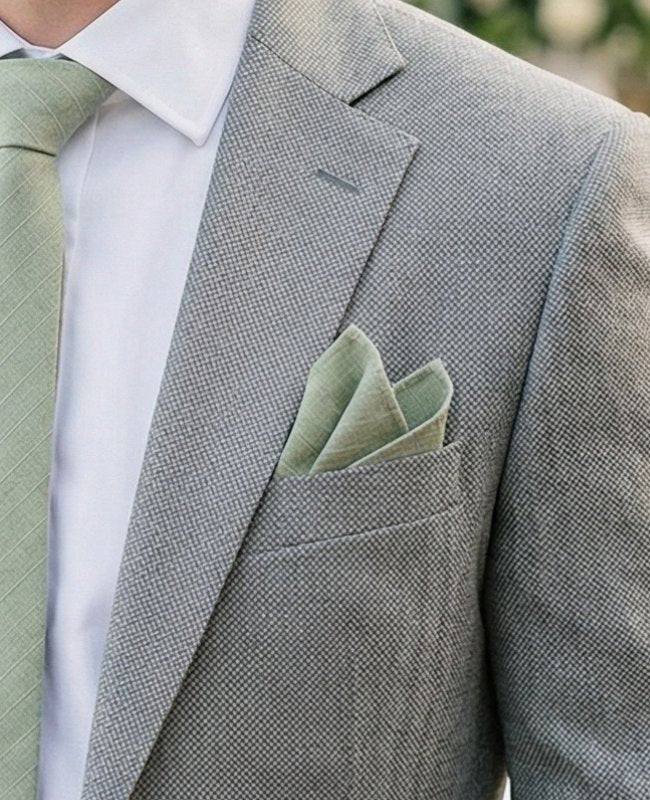 Lenço de bolso Verde n°2 em Algodão «Oscar»