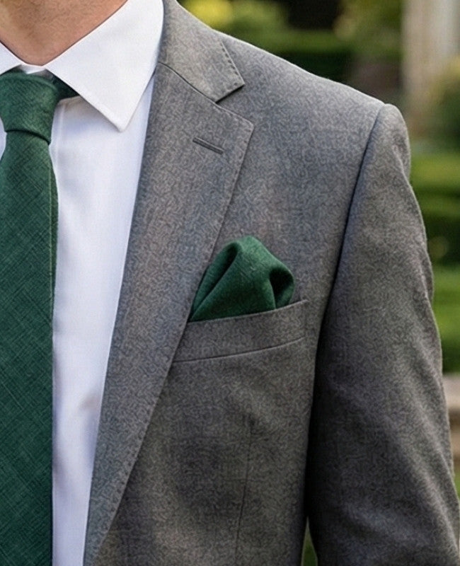 Lenço de bolso Verde n°4 em Algodão «Edgard»