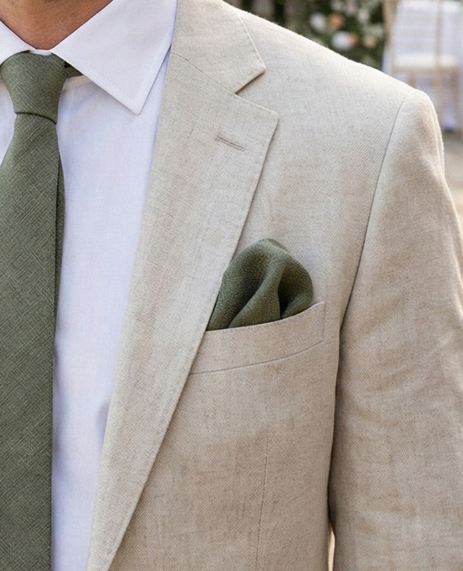 Lenço de bolso Verde n°5 em Algodão «Oscar»