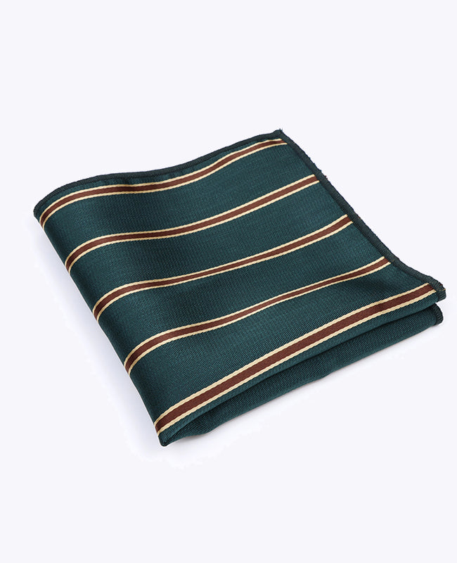 Pochette de Costume Vert à Rayures en Polyester «Edmond»