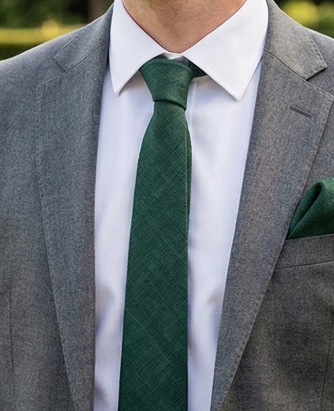 Gravata Verde n°4 Homem em Linho «Basile»