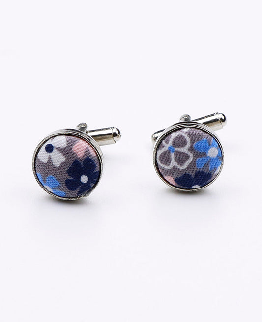 Boutons de Manchette Liberty Bleu n°5 en Coton | Gaspard - Unipap's